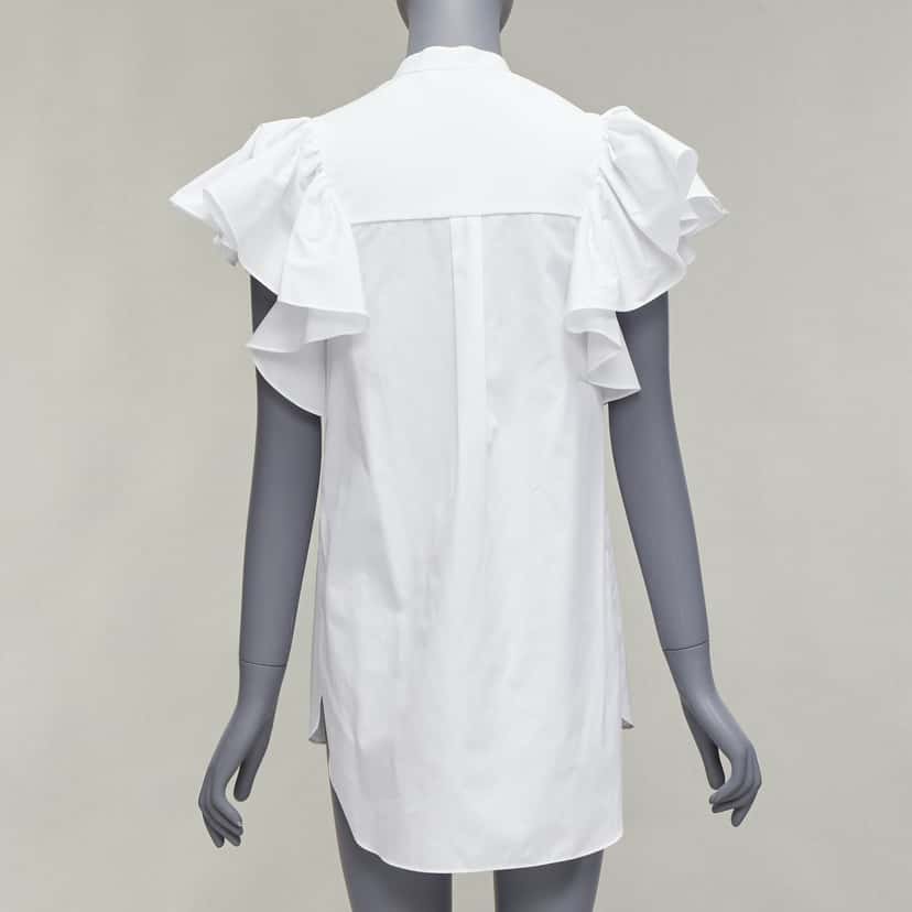 Alexander McQueen Frill Mandarin Shirt White Cotton Very good condition - Box View