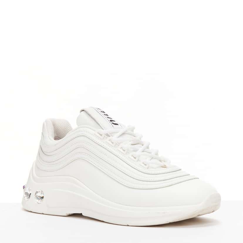 Miu Miu Crystal Heel Sneakers White Leather Very good condition - Inside View