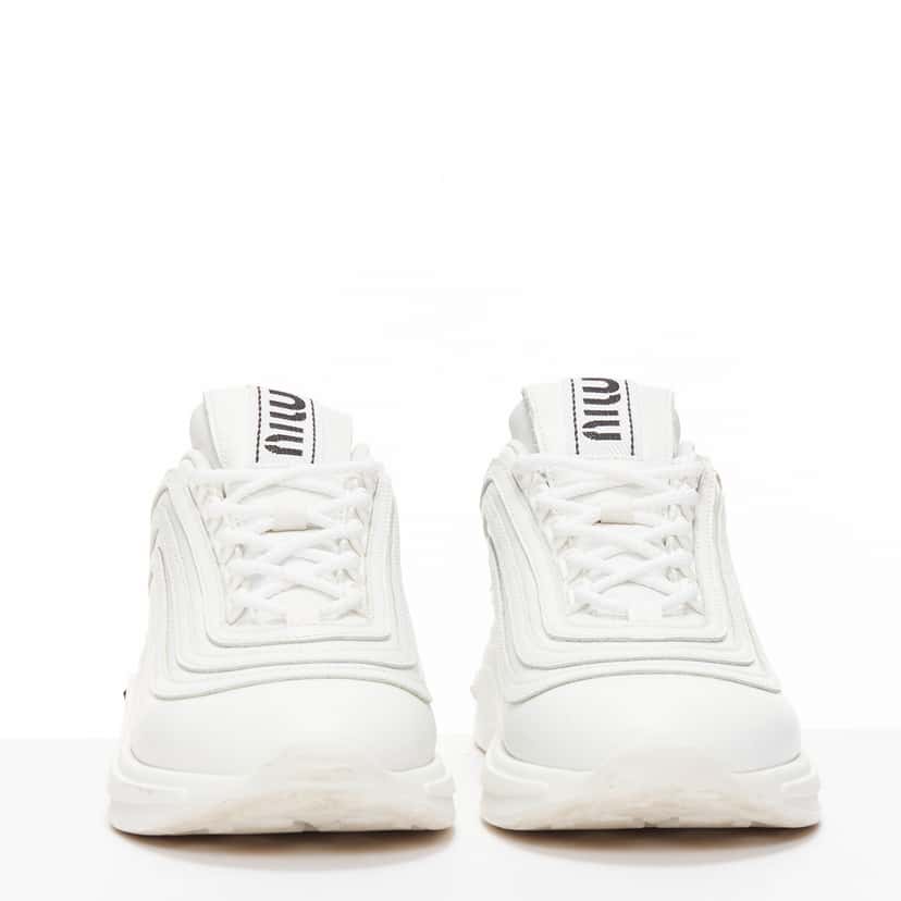 Miu Miu Crystal Heel Sneakers White Leather Very good condition - Model View