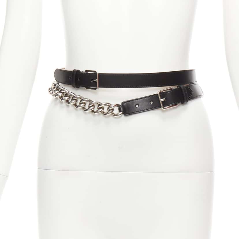 Alexander McQueen Tiger Buckle Copper Belt Black Leather Very good condition - Front View