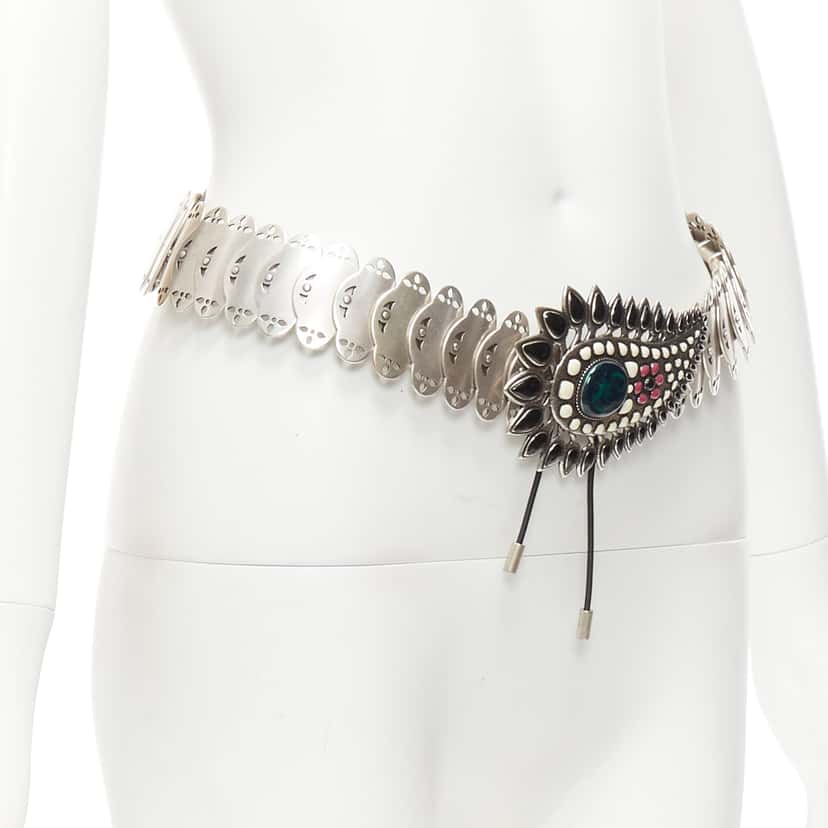 Isabel Marant Pearl Crystal Chain Belt Silver Metal Very good condition - Inside View