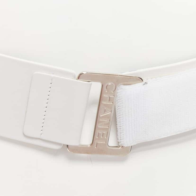 Chanel Pink Crystal Crab Belt White Leather Fair condition - Back View