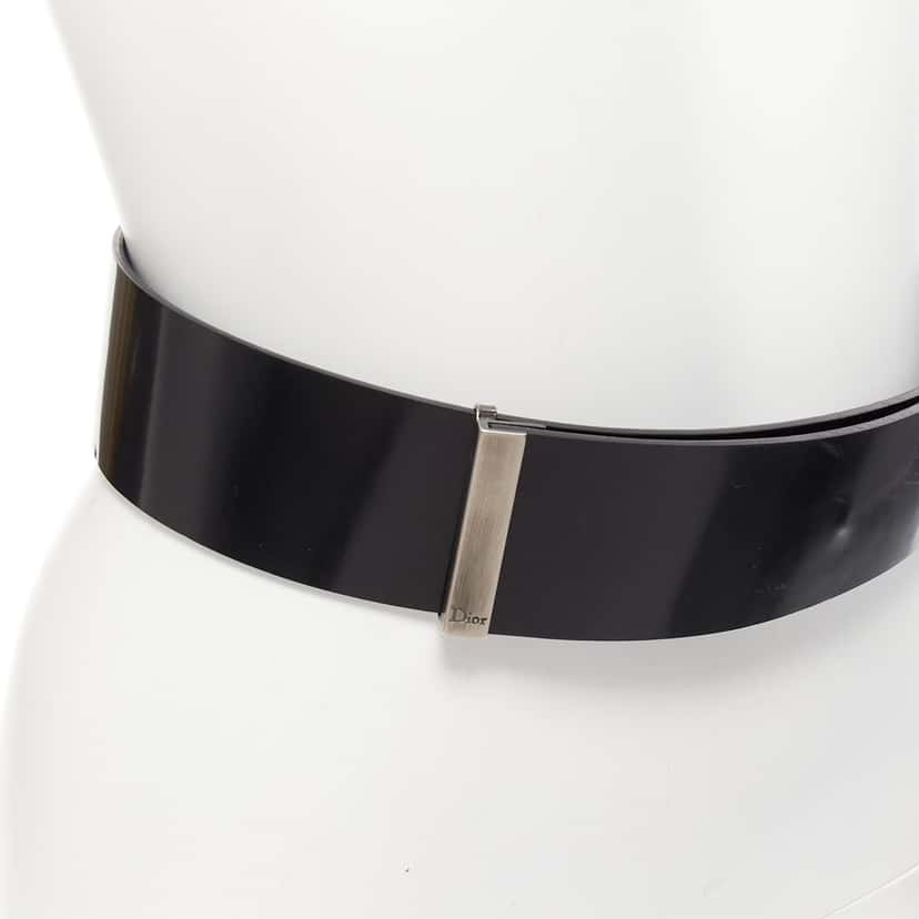 Dior Interlocking GG Chain Belt Black Leather Good condition - Back View