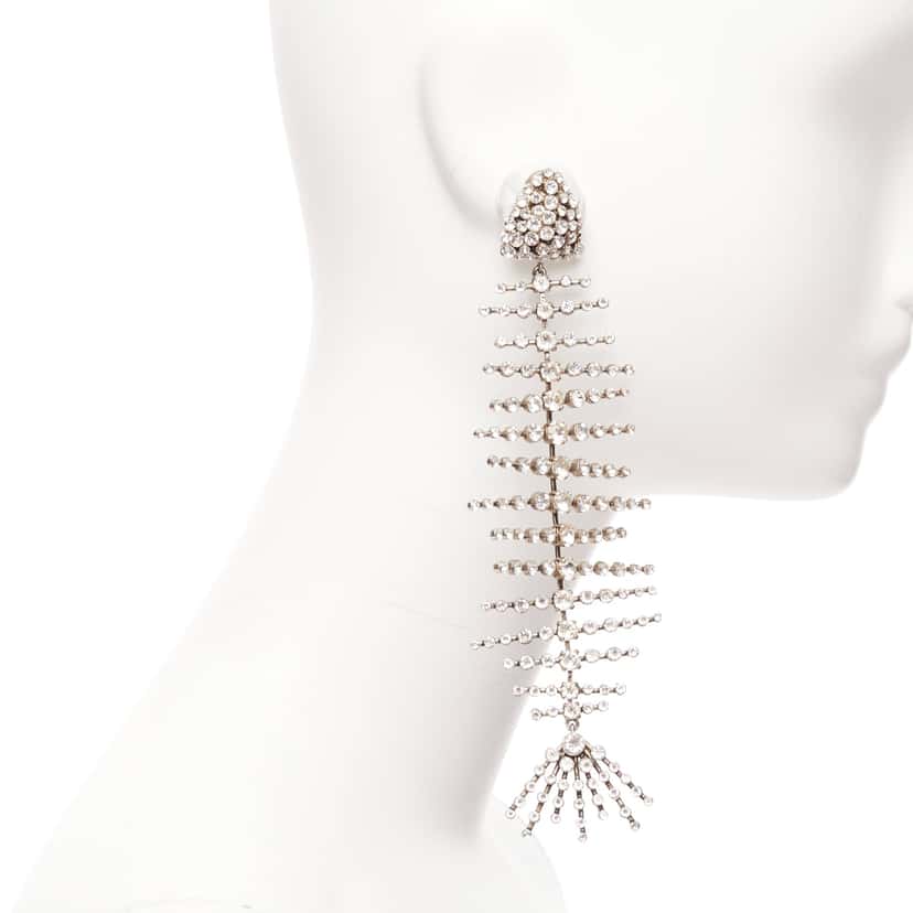 Saint Laurent Fish Bone Earrings Silver Metal Very good condition - Inside View