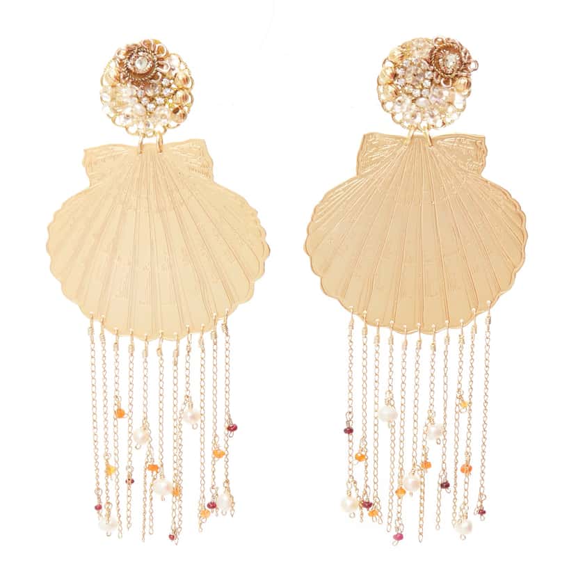 Mercedes Salazar Shell Tassel Earrings Gold Metal Very good condition - Inside View