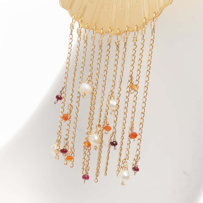 Mercedes Salazar Shell Tassel Earrings Gold Metal Very good condition - Box View