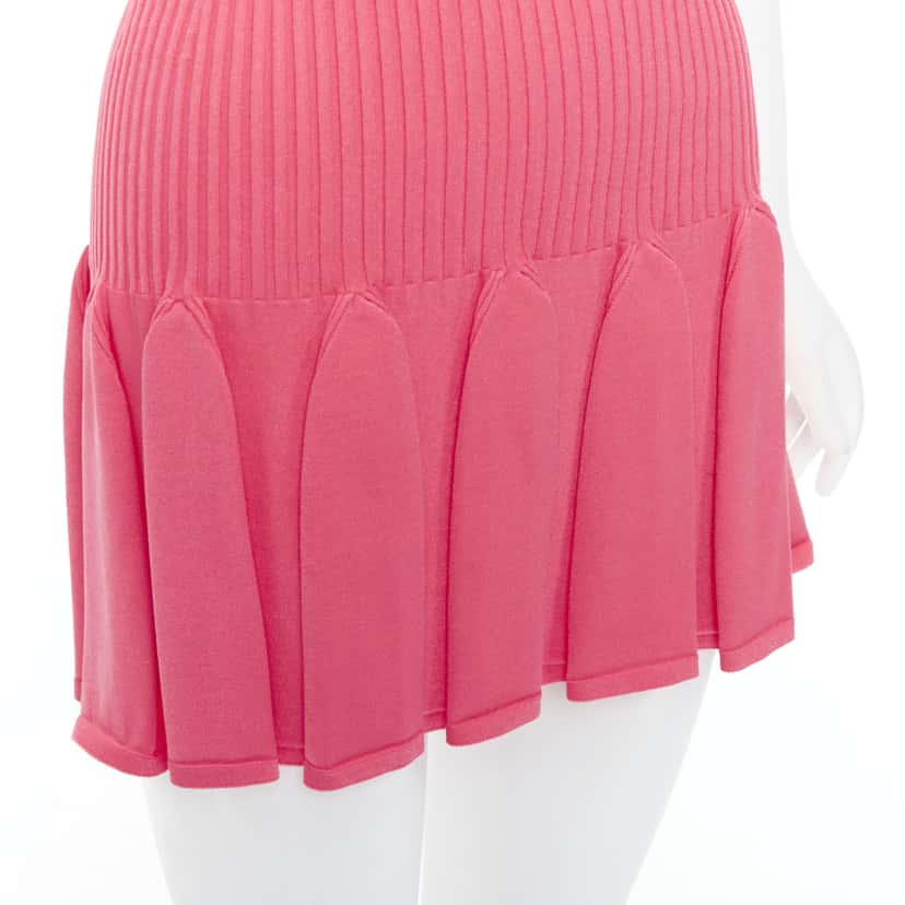 Balmain Ribbed Flutter Dress Pink Viscose Never worn - Back View