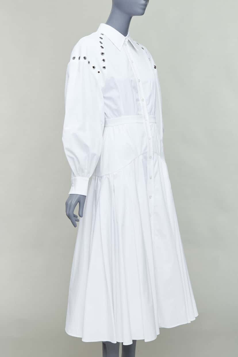 Alexander McQueen Grommet Midi Dress White Cotton Good condition - Inside View