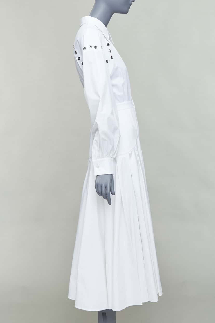 Alexander McQueen Grommet Midi Dress White Cotton Good condition - Model View