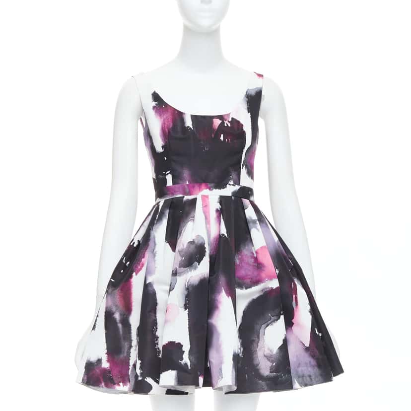 Alexander McQueen Graffiti Flared Dress Purple Polyester Never worn - Front View
