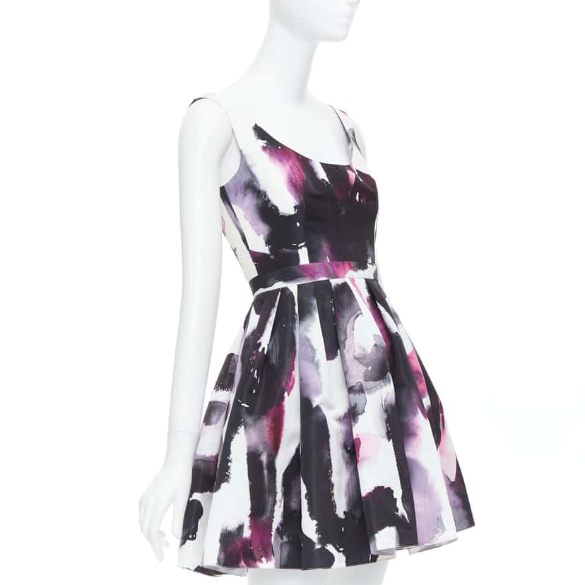 Alexander McQueen Graffiti Flared Dress Purple Polyester Never worn - Inside View