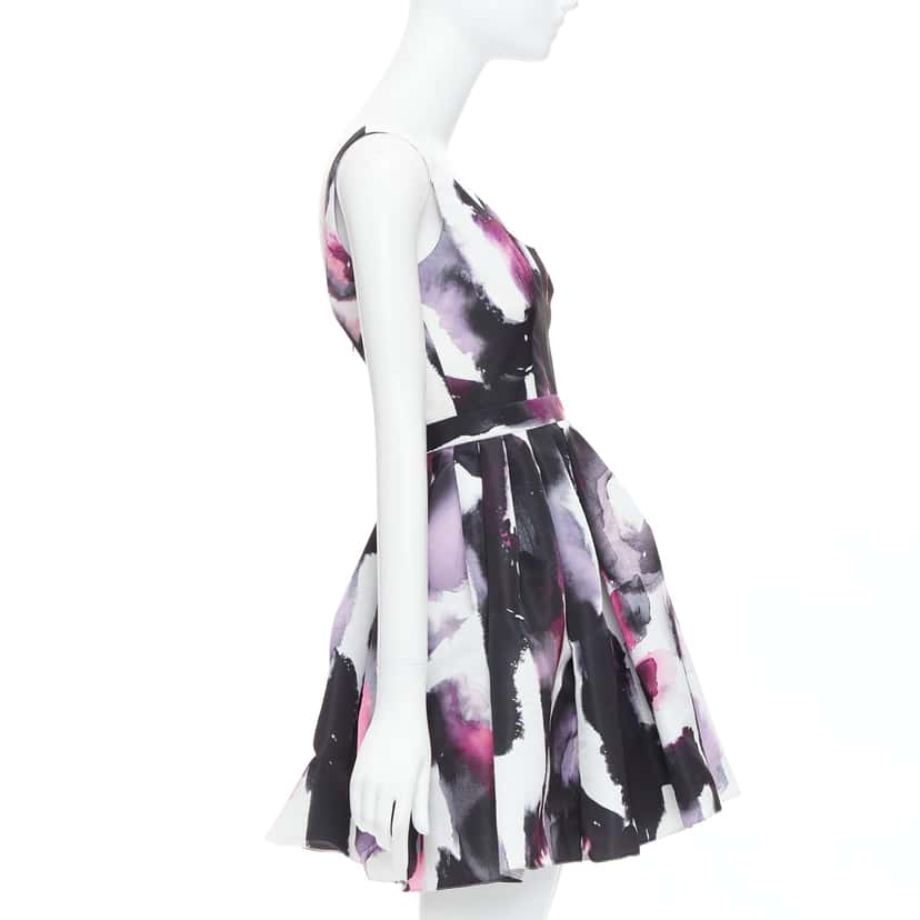 Alexander McQueen Graffiti Flared Dress Purple Polyester Never worn - Model View