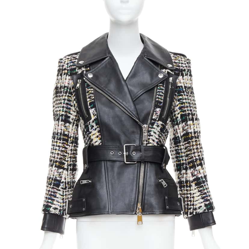 Alexander McQueen Punk Leather Biker Jacket Black Leather Very good condition - Front View