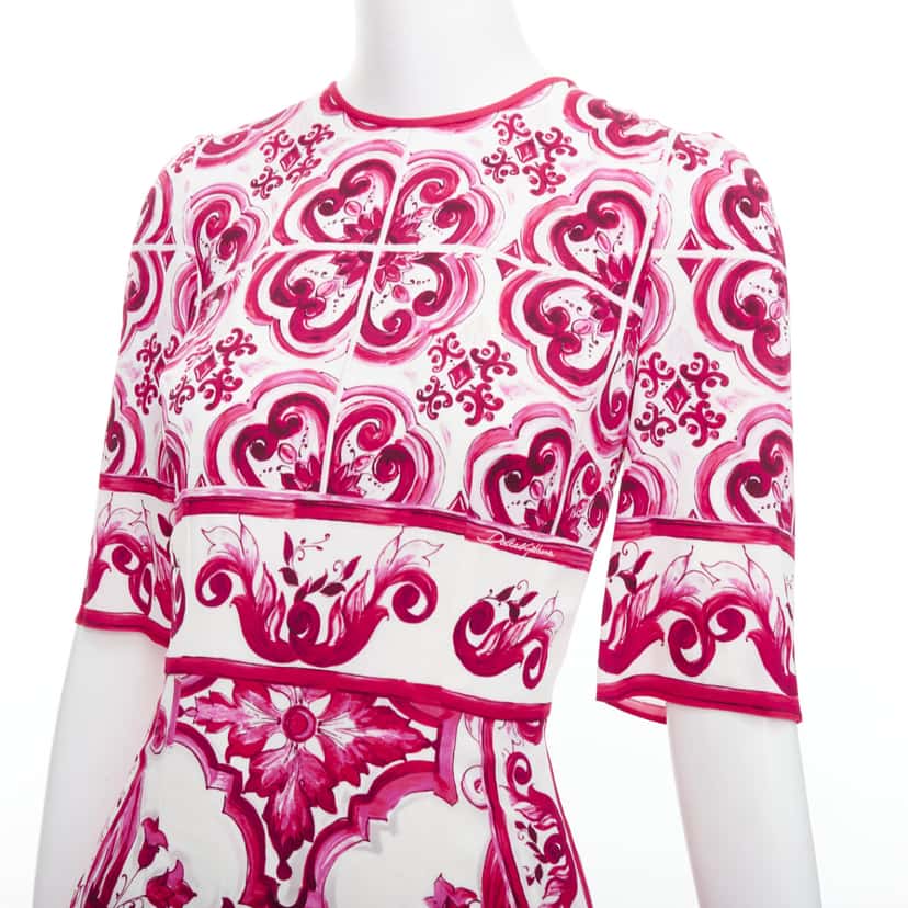 Dolce & Gabbana Majolica Silk Dress Pink Silk Never worn - Back View