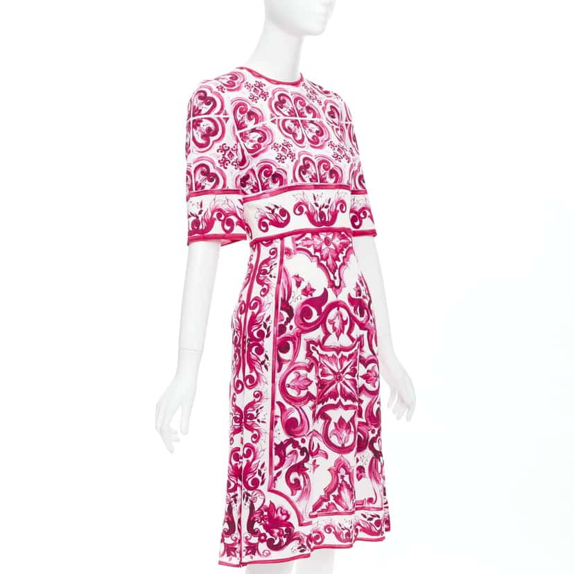 Dolce & Gabbana Majolica Silk Dress Pink Silk Never worn - Inside View