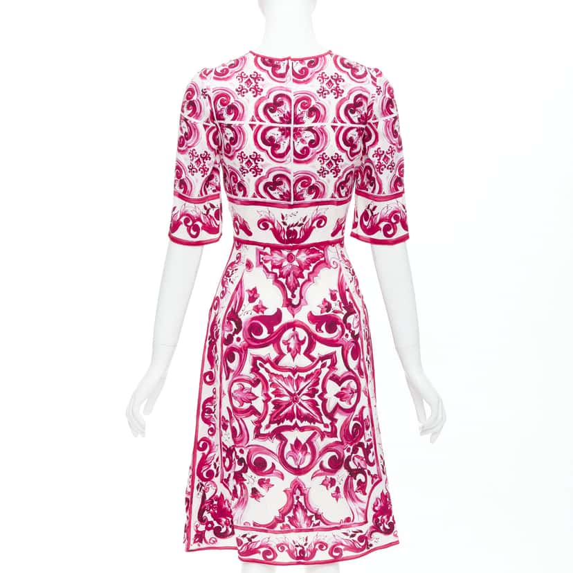Dolce & Gabbana Majolica Silk Dress Pink Silk Never worn - Box View
