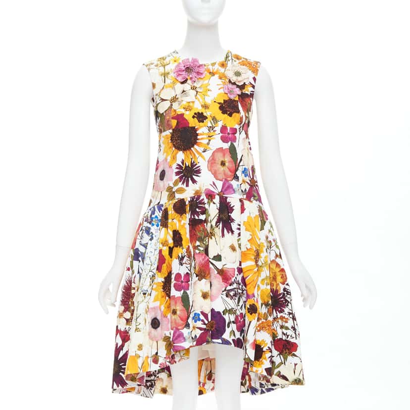 Oscar De La Renta Embellished Bubble Dress MultiColor Cotton Never worn - Front View