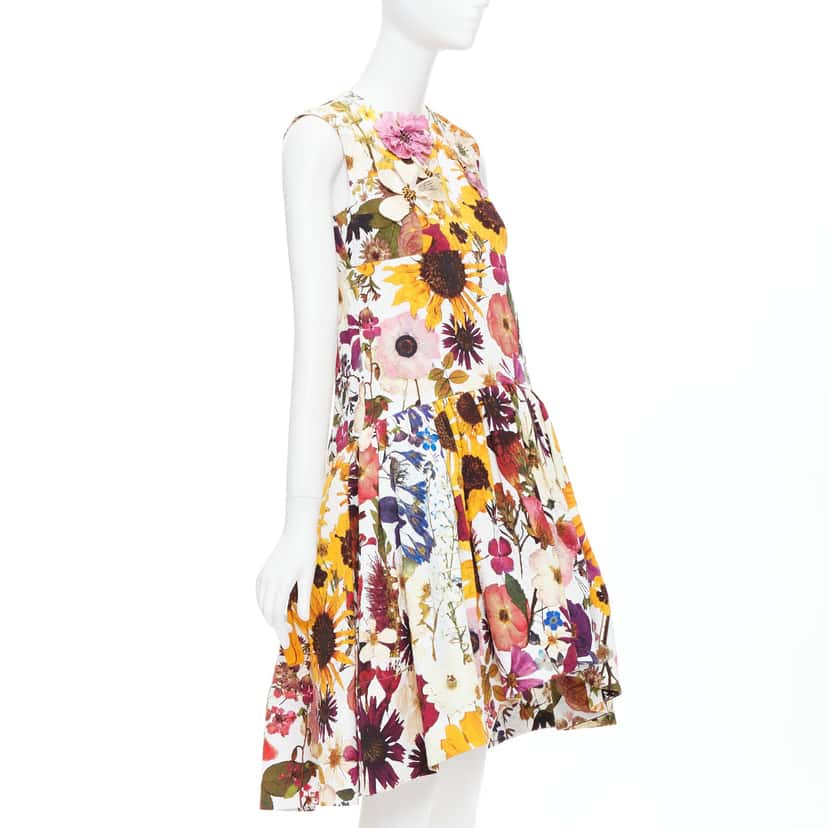 Oscar De La Renta Embellished Bubble Dress MultiColor Cotton Never worn - Inside View