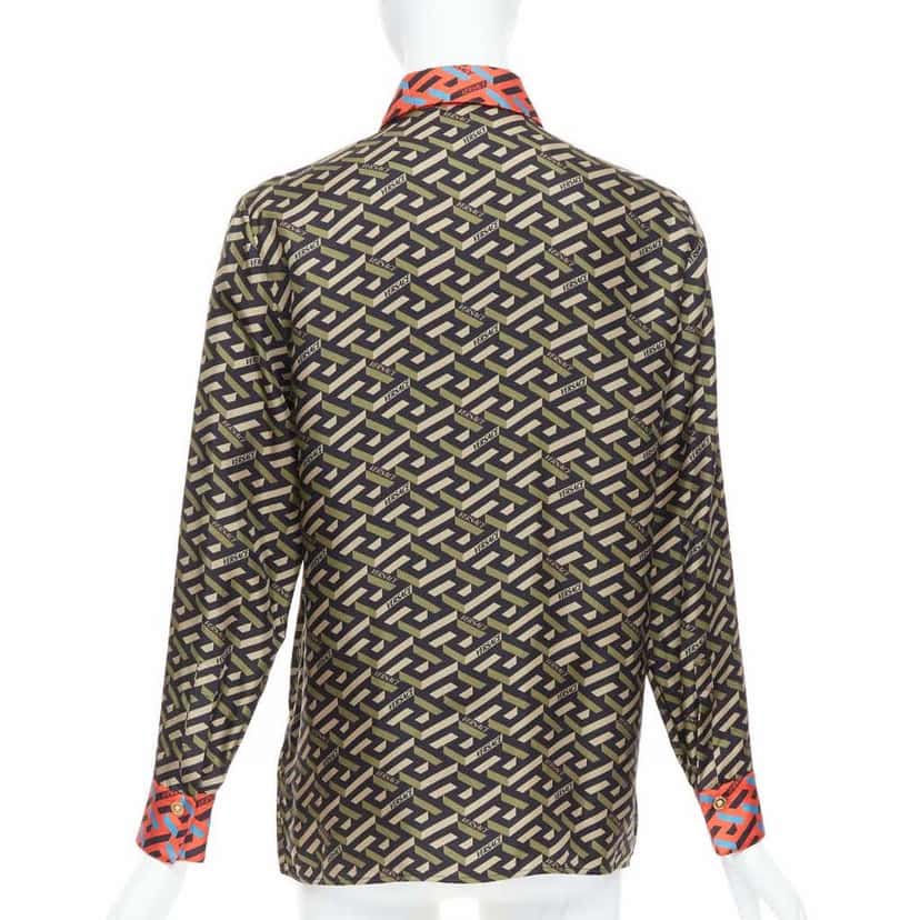 Versace La Greca Green Silk Never worn - Box View