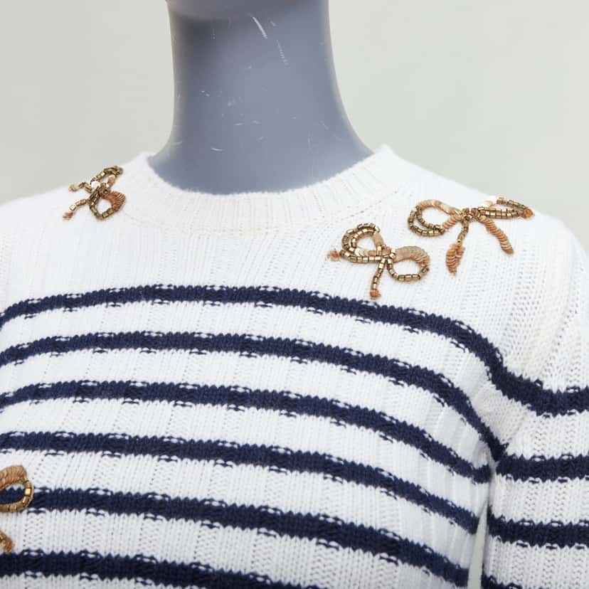 Valentino Garavani Sequin Ribbon Sweater Beige Wool Never worn - Back View