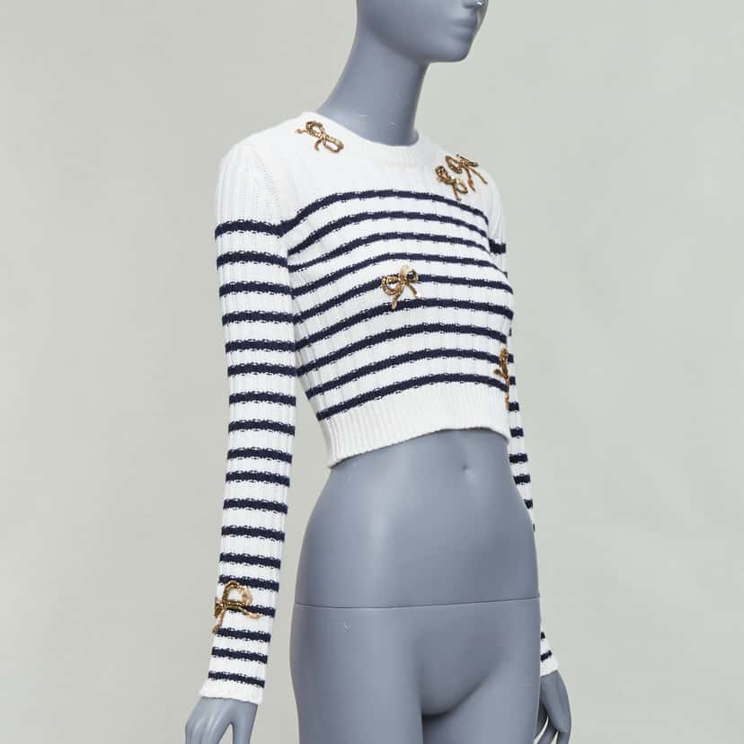 Valentino Garavani Sequin Ribbon Sweater Beige Wool Never worn - Inside View