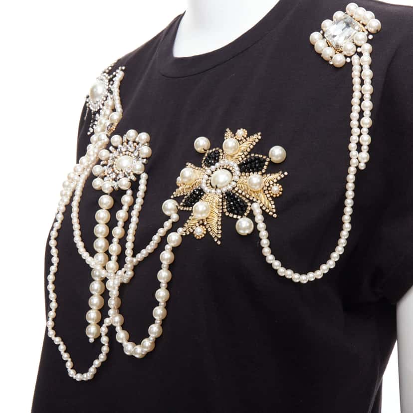 Balmain Pearl Bead Shirt Black Cotton Never worn - Back View