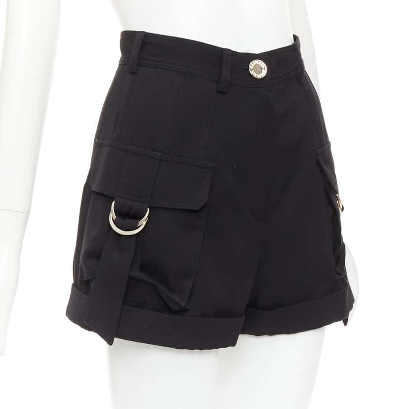Balmain Gold Button Shorts Black Wool Very good condition - Inside View