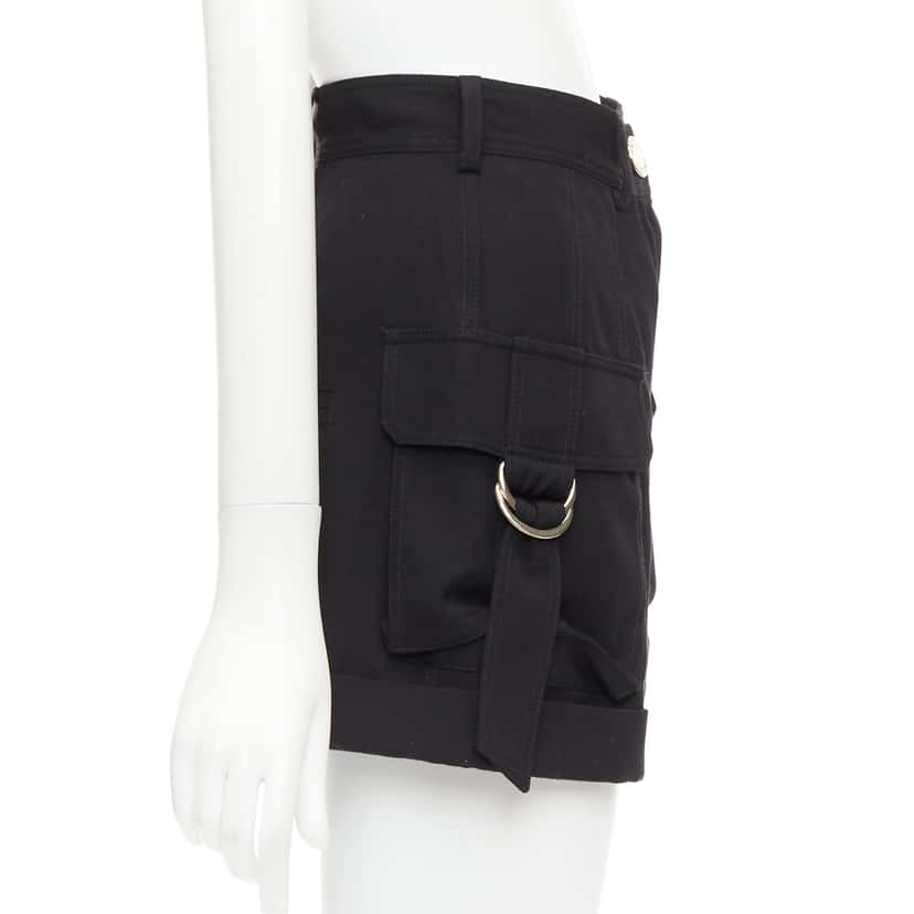 Balmain Gold Button Shorts Black Wool Very good condition - Model View