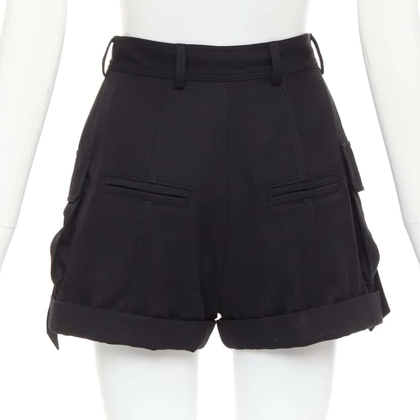 Balmain Gold Button Shorts Black Wool Very good condition - Box View