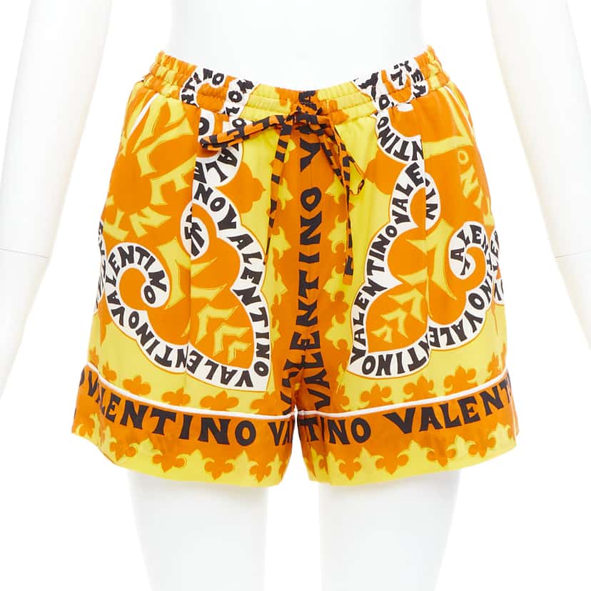 Valentino Garavani Bandana Silk Shorts Yellow Silk Never worn - Front View