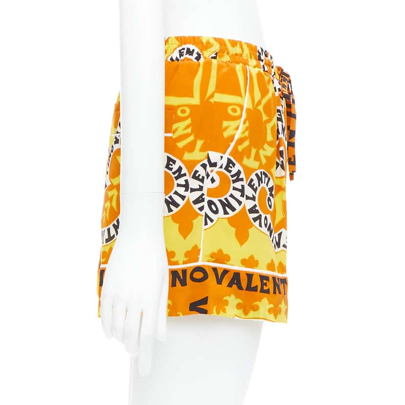 Valentino Garavani Bandana Silk Shorts Yellow Silk Never worn - Model View