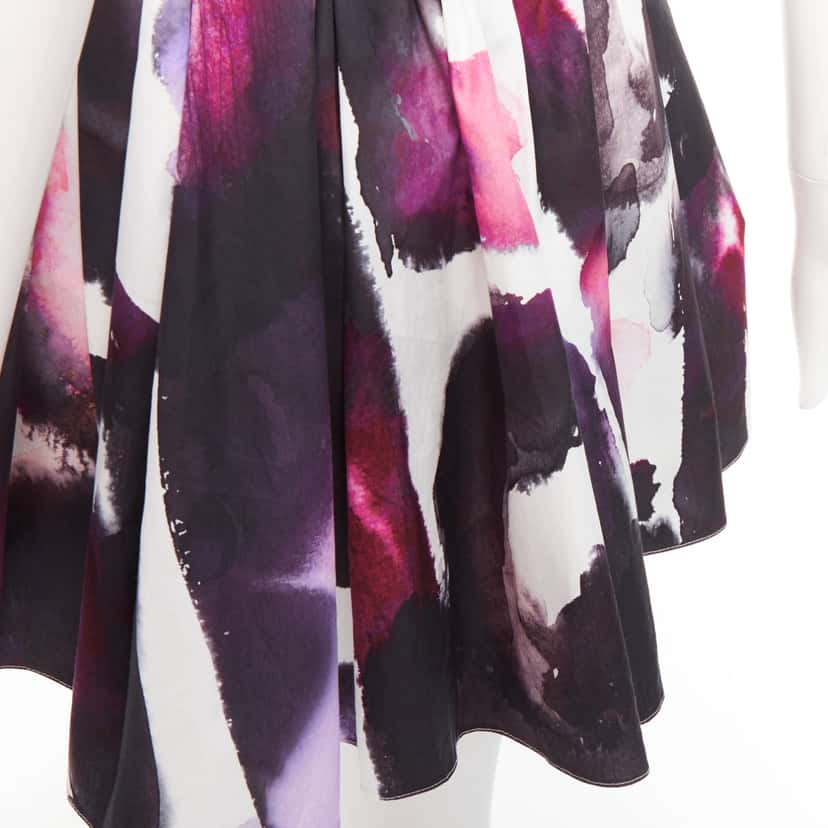 Alexander Mcqueen Paint Pleated Skirt Purple Cotton Never worn - Back View