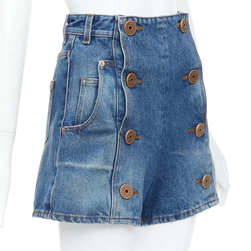 Balmain Coin Button Shorts Blue Cotton Never worn - Inside View