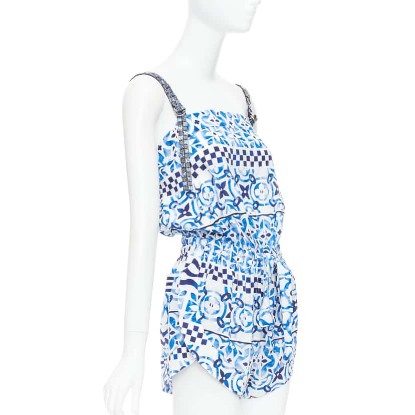 Louis Vuitton Monogram Silk Playsuit Blue Silk Very good condition - Inside View