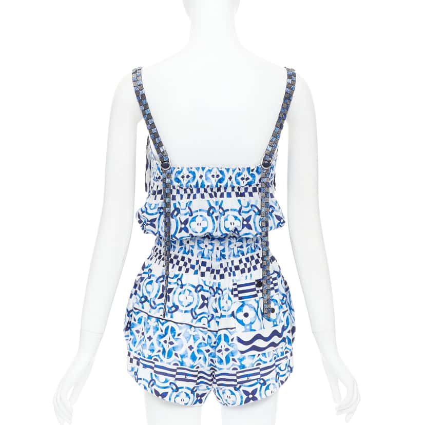 Louis Vuitton Monogram Silk Playsuit Blue Silk Very good condition - Box View