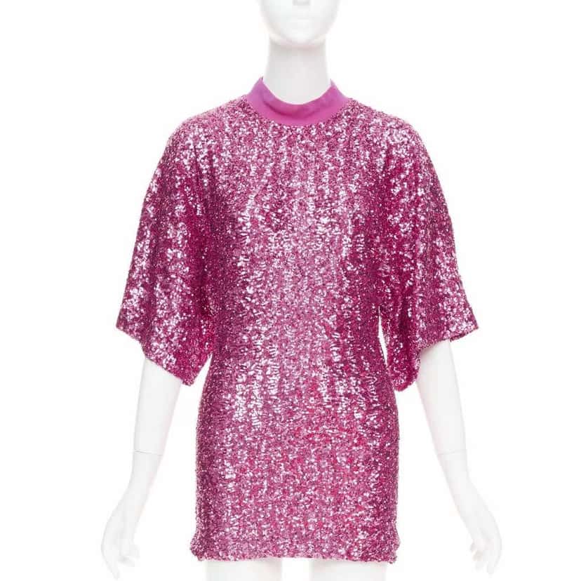ATTICO Sequin Crew Dress Pink Polyester Very good condition - Front View