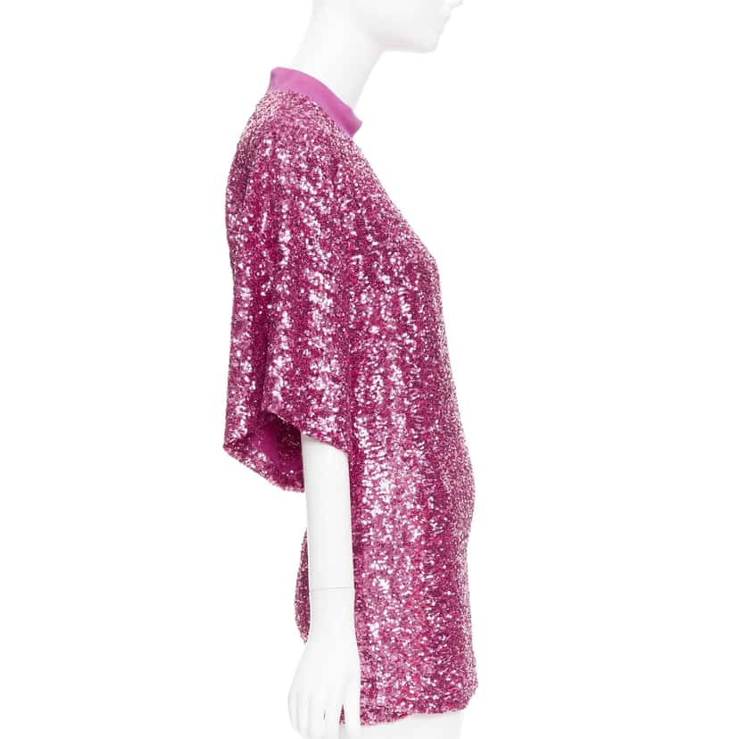 ATTICO Sequin Crew Dress Pink Polyester Very good condition - Model View
