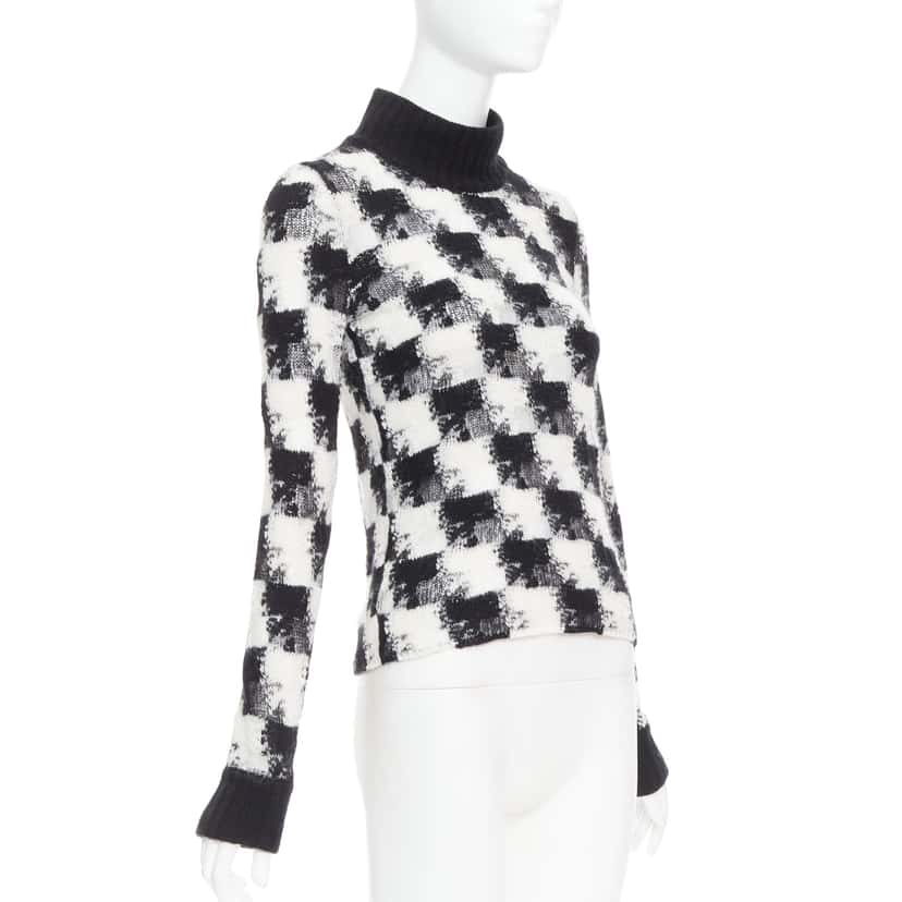 Dior Check Sheer Turtleneck Black Cashmere Very good condition - Inside View