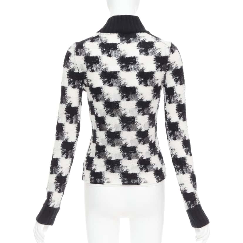 Dior Check Sheer Turtleneck Black Cashmere Very good condition - Box View