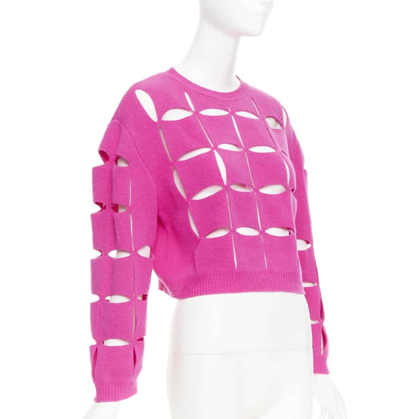 Valentino Garavani Cutout Crop Sweater Pink Wool Very good condition - Inside View