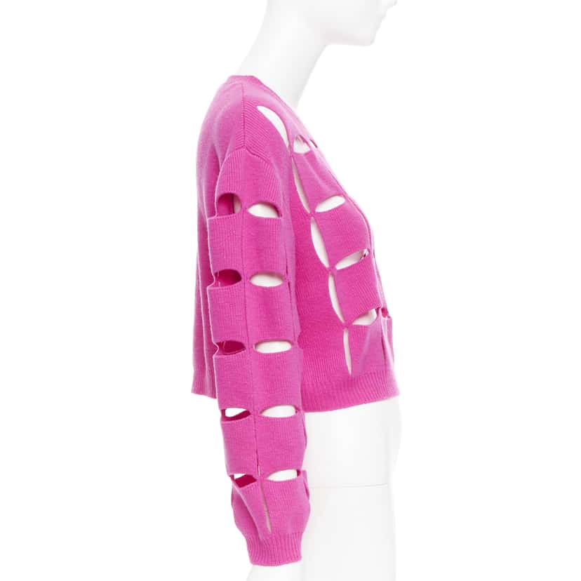 Valentino Garavani Cutout Crop Sweater Pink Wool Very good condition - Model View