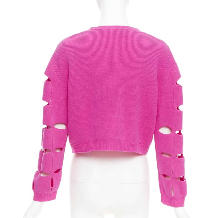 Valentino Garavani Cutout Crop Sweater Pink Wool Very good condition - Box View