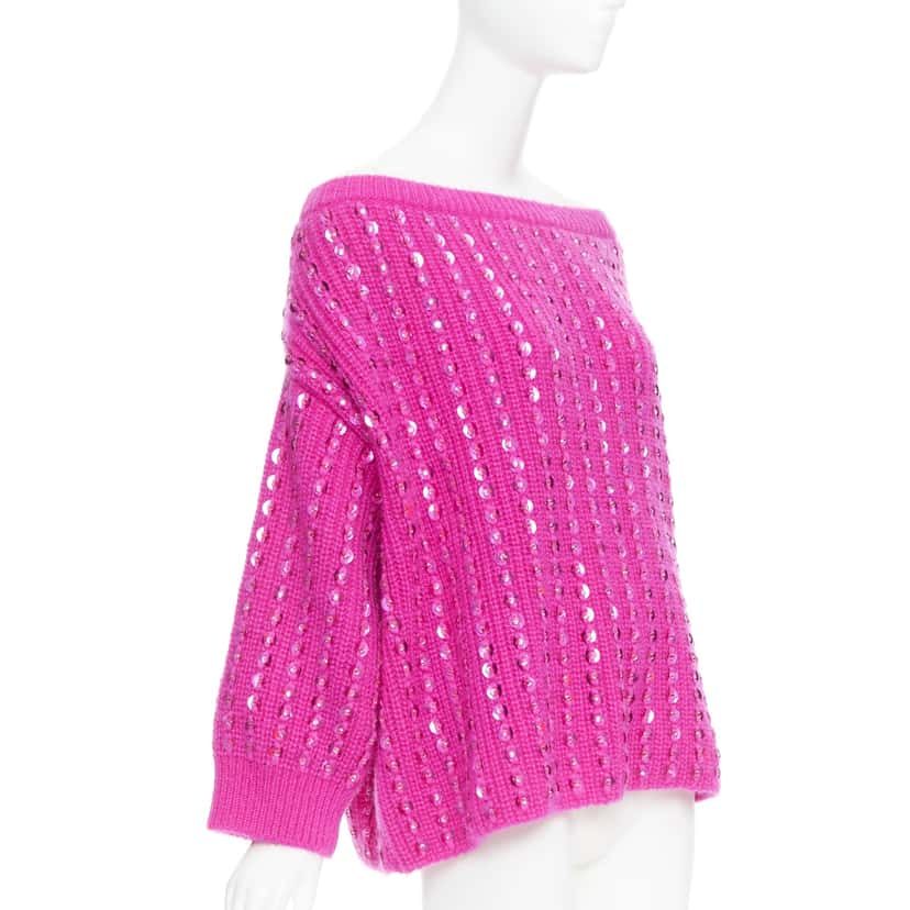 Valentino Garavani Jewel Mohair Sweater Pink Wool Very good condition - Inside View