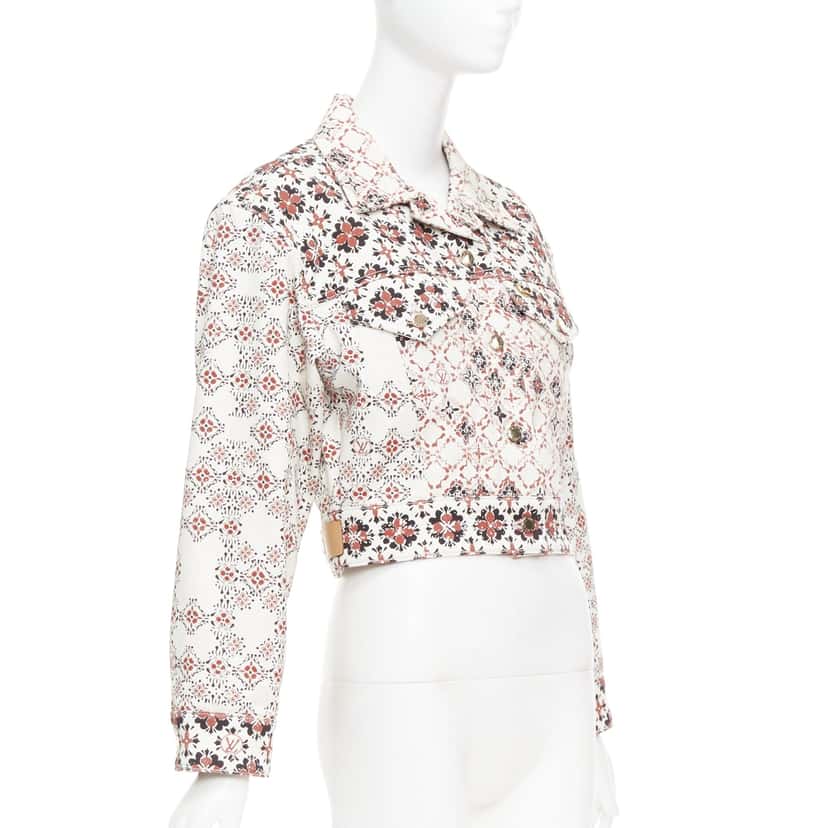 Louis Vuitton Floral Denim Jacket Beige Cotton Very good condition - Inside View