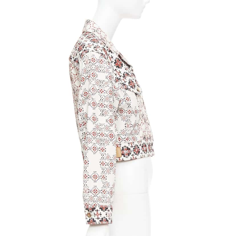 Louis Vuitton Floral Denim Jacket Beige Cotton Very good condition - Model View