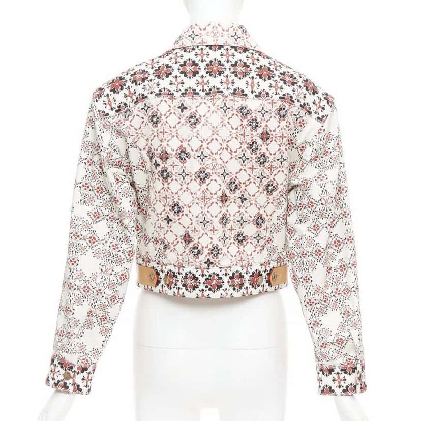 Louis Vuitton Floral Denim Jacket Beige Cotton Very good condition - Box View