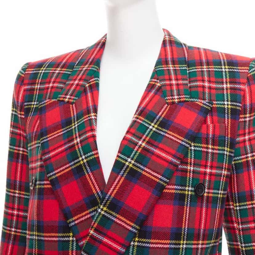 Saint Laurent Plaid Wool Blazer Red Wool Very good condition - Back View