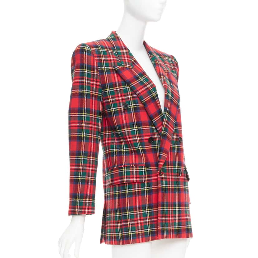 Saint Laurent Plaid Wool Blazer Red Wool Very good condition - Inside View