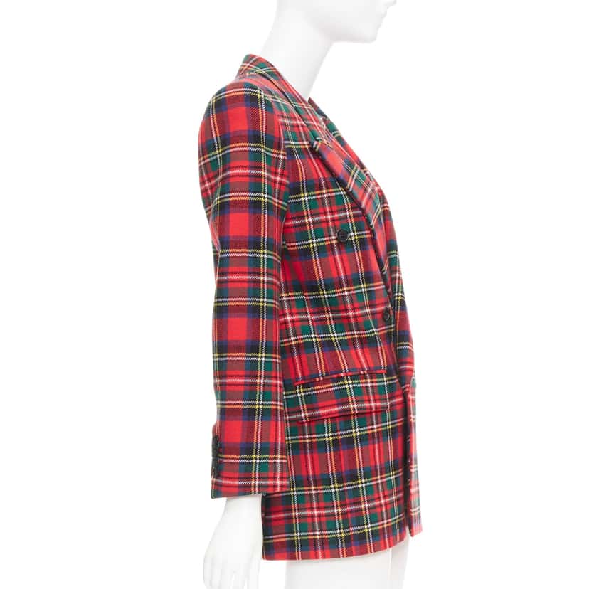 Saint Laurent Plaid Wool Blazer Red Wool Very good condition - Model View