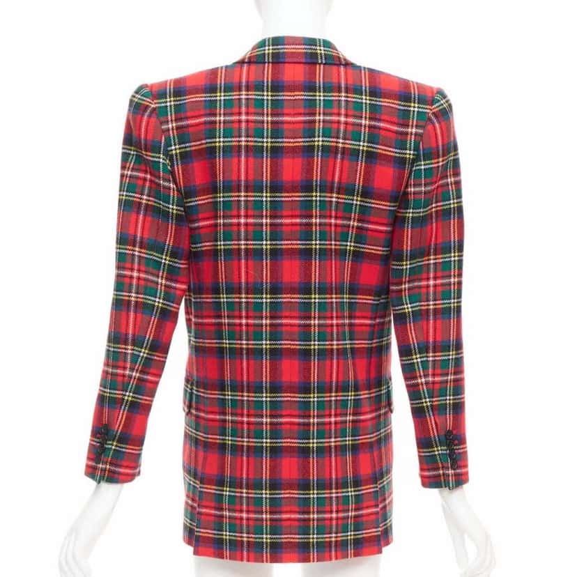 Saint Laurent Plaid Wool Blazer Red Wool Very good condition - Box View